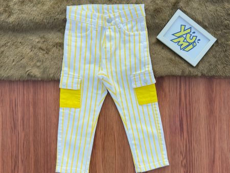 Kids  Striped Cargo Pants with Yellow Pockets Online