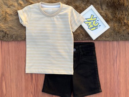 Matching Kids’ Outfit: Black Shorts and Striped T-Shirt Online