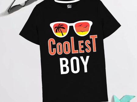 Be the Coolest Kid in Town with Our Black  Coolest Boy  T-Shirt - Summer Glasses Print Hot on Sale