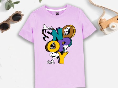 Girls  Light Purple Snoopy Print T-Shirt - Cute and Playful Tee Hot on Sale