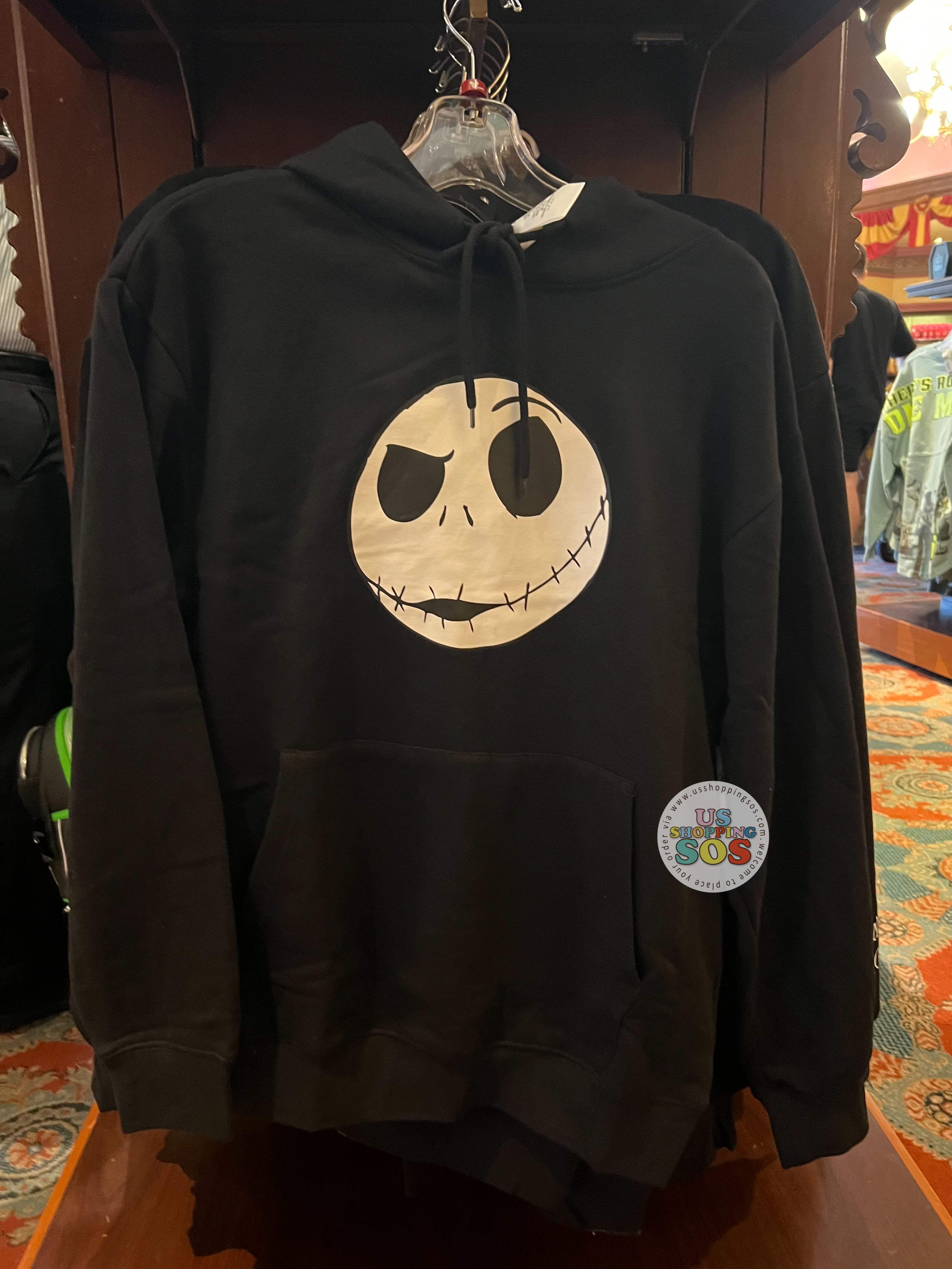 DLR WDW - The Nightmare Before Christmas - Jack Skellington Big Face Black Hoodie Pullover (Adult) Cheap