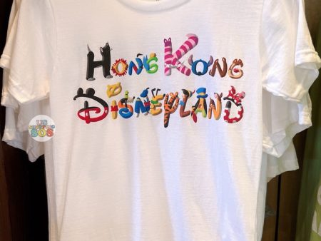 HKDL - Disney Character Letter Art with  Hong Kong Disneyland  Wordings T Shirt for Adults Cheap