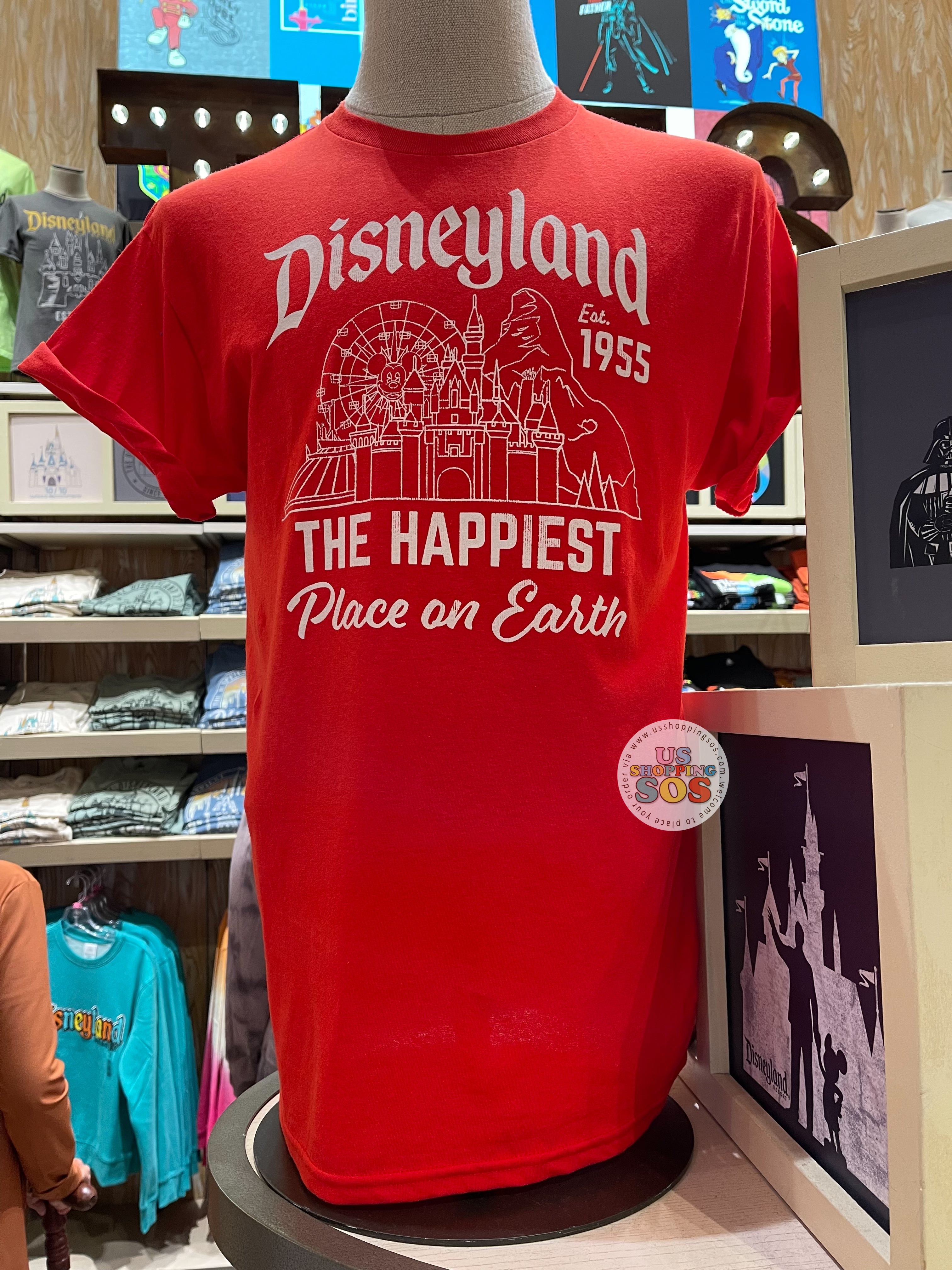 DLR - Disneyland Est. 1955 The Happiest Place on Earth Red Graphic Tee Sale