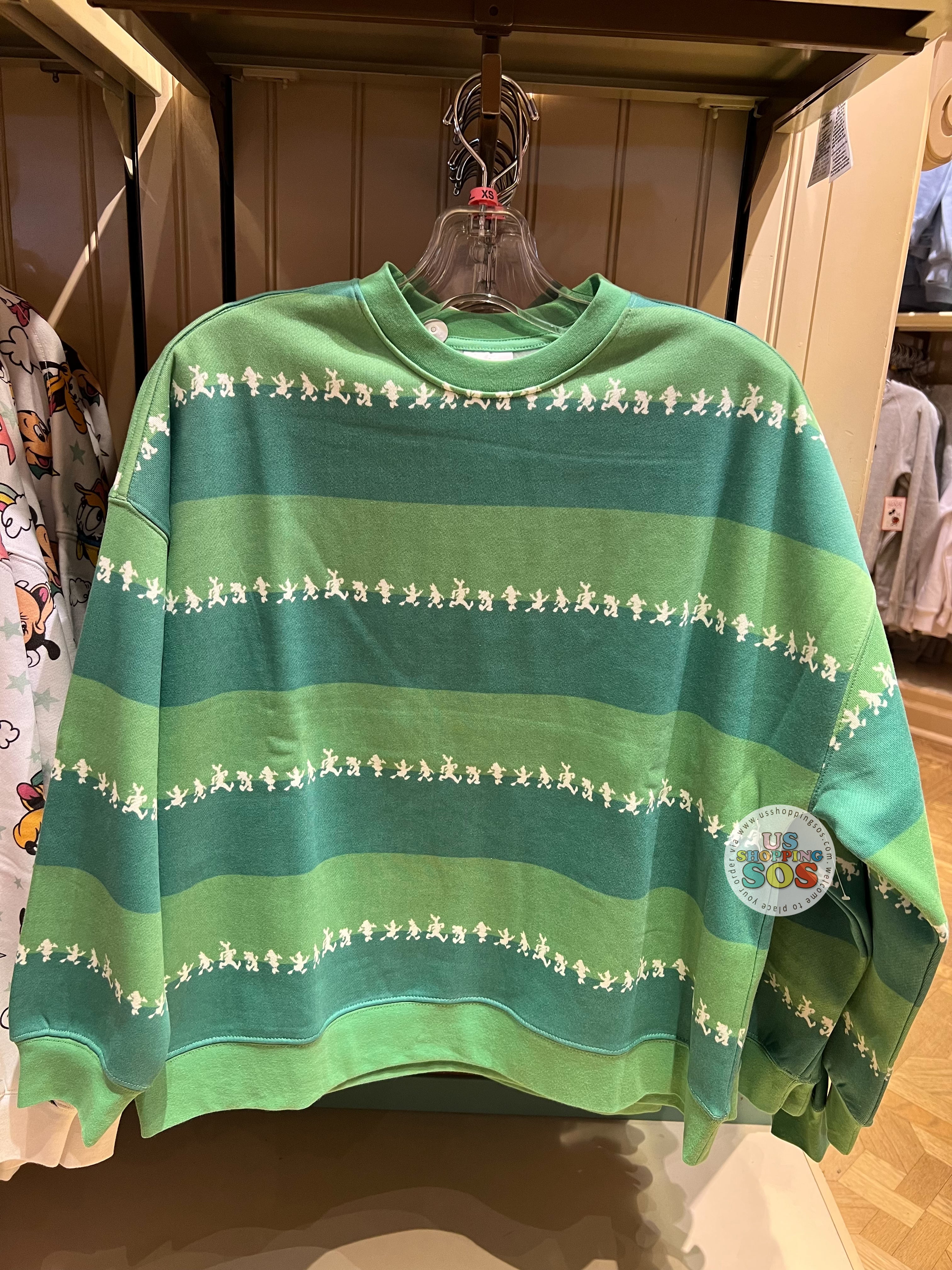 DLR -  Disneyland  Mickey & Friends Matching Green Stripes Pullover  (Adult) For Cheap