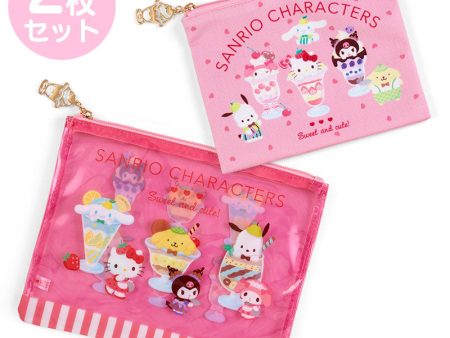 Japan Sanrio -  Sanrio Parfait Design  Series x Sanrio Characters Set of 2 Flat Pouches Hot on Sale