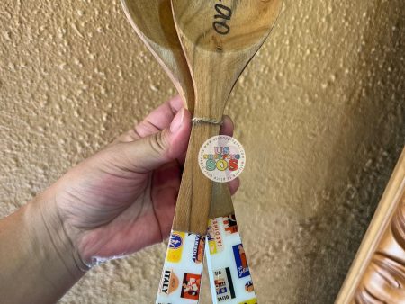 WDW - Epcot World Showcase Italy - Italy Iconic Collage Wooden Salad Tong Set Hot on Sale