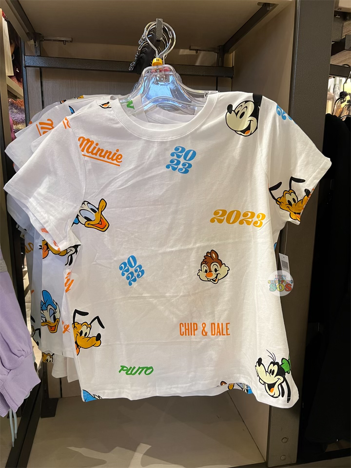 DLR - Disneyland 2023 - Mickey & Friends Face Icon All-Over-Print White Graphic T-shirt (Adult) Supply