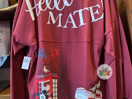 WDW - Epcot World Showcase United Kingdom - London Street Scene Spirit Jersey “Hello Mate” Brick Red Pullover (Adult) Discount