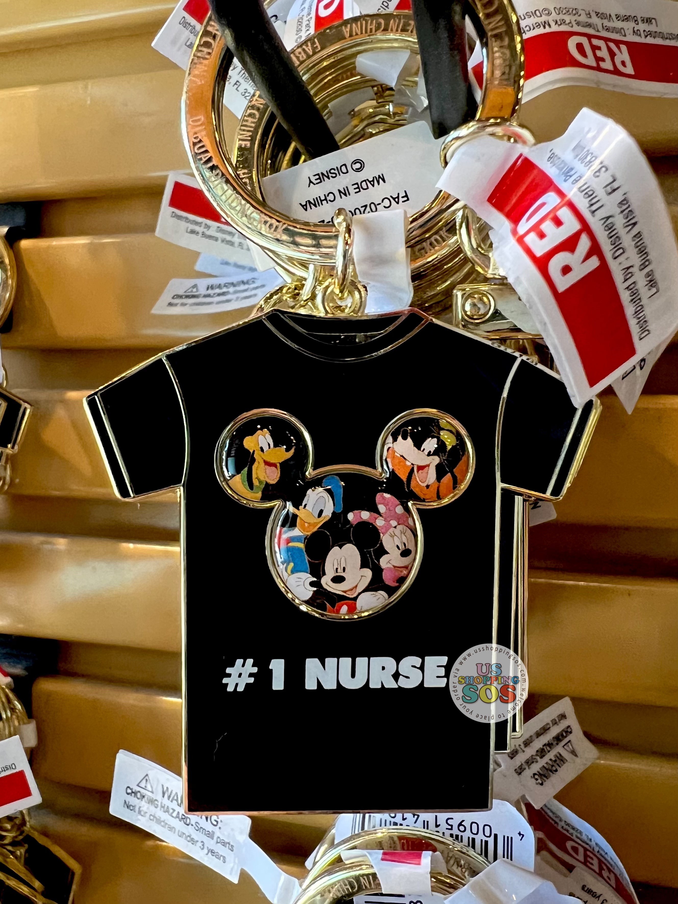 DLR - Mickey & Friends T-shirt Keychain - #1 Nurse Online now