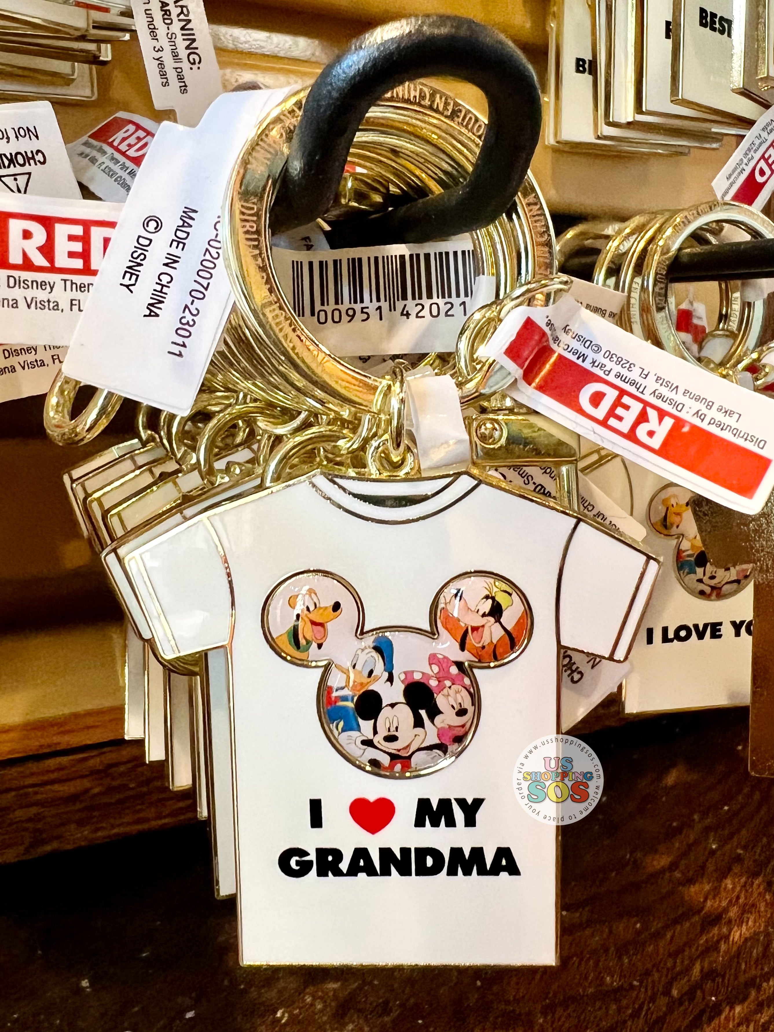 DLR - Mickey & Friends T-shirt Keychain - I ❤️ Grandma on Sale