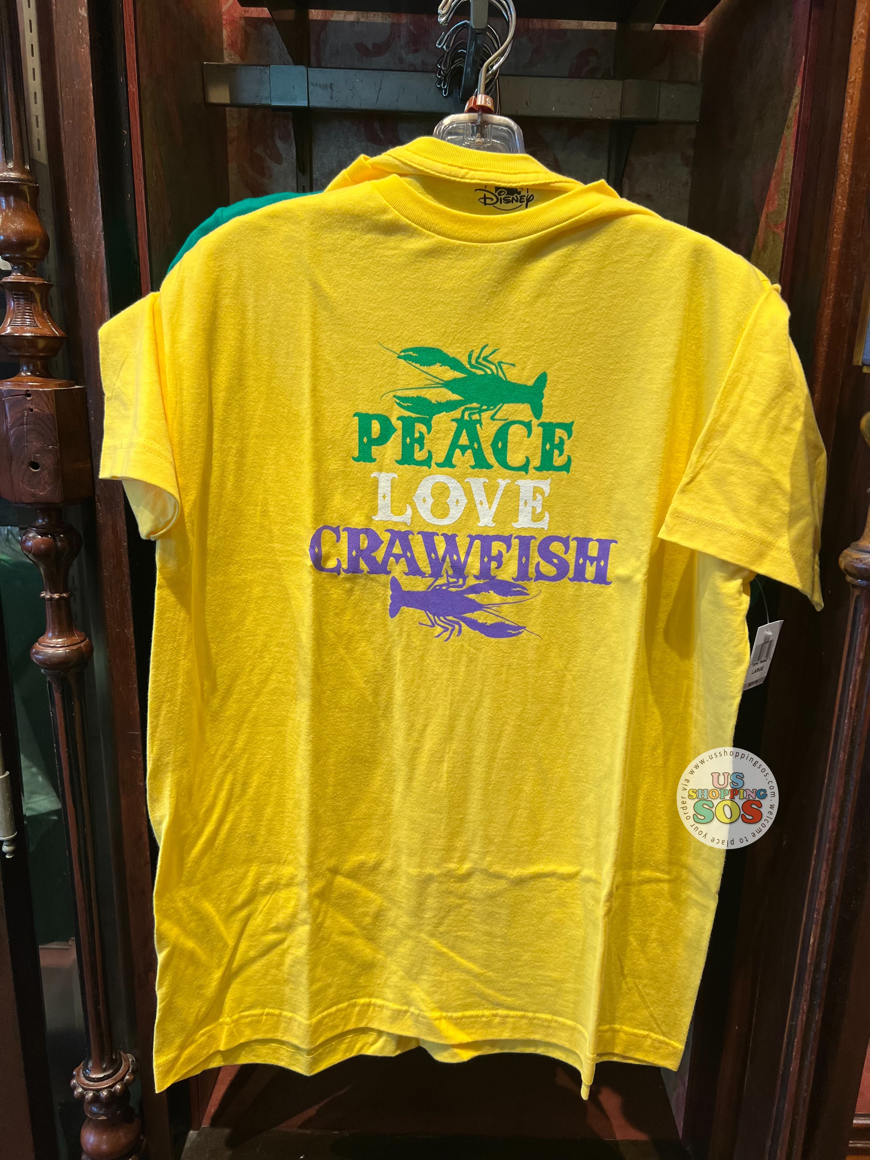 DLR - New Orleans Square - “Peace, Love, Crawfish” Yellow Graphic Tee Sale