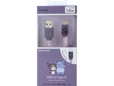 Japan Sanrio - Kuromi USB Type-A Type-C compatible Sync & Charging Cable Fashion