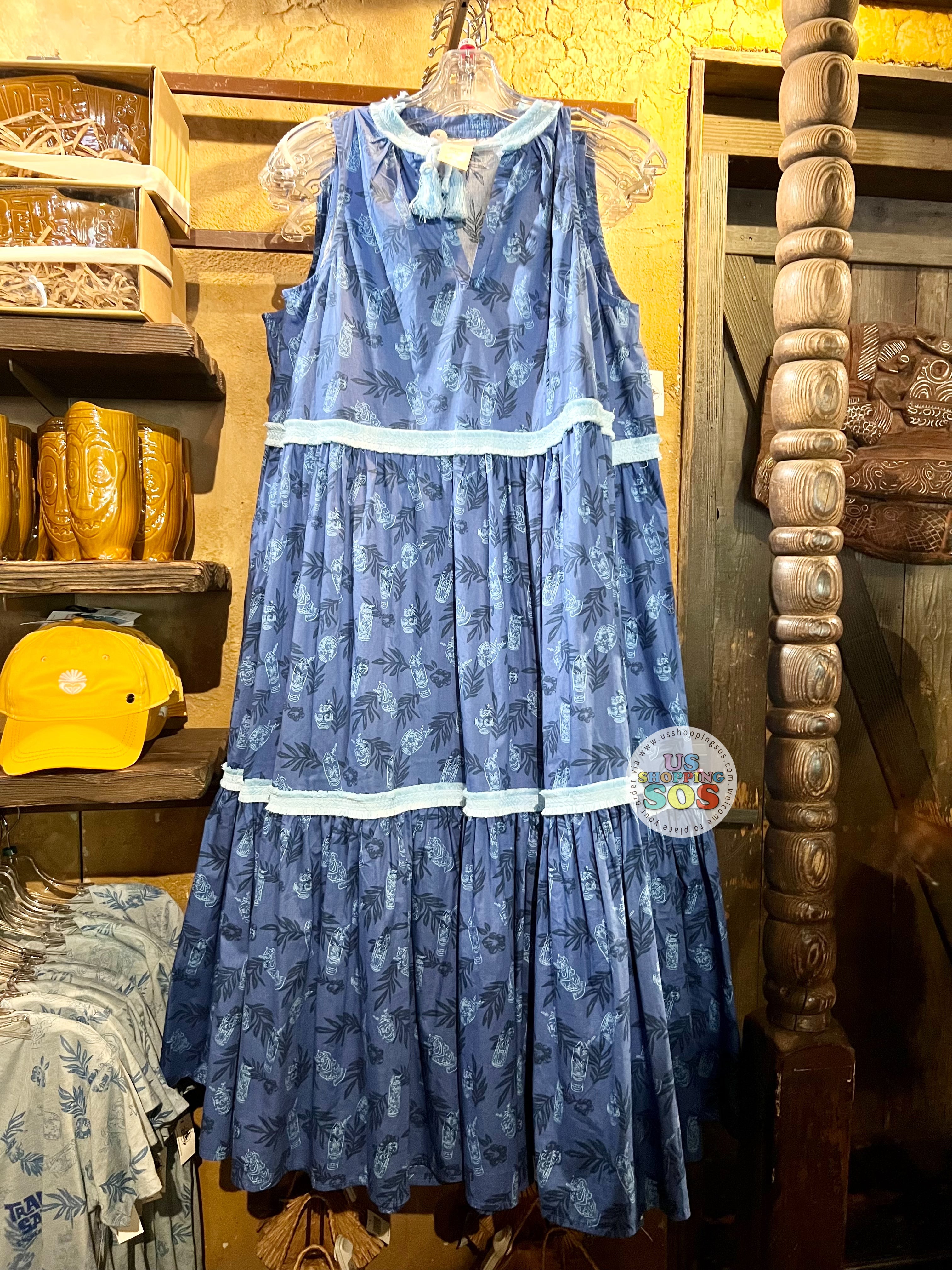 DLR WDW - Tiki Mug All-Over-Print Blue Woven Dress (Adult) Sale