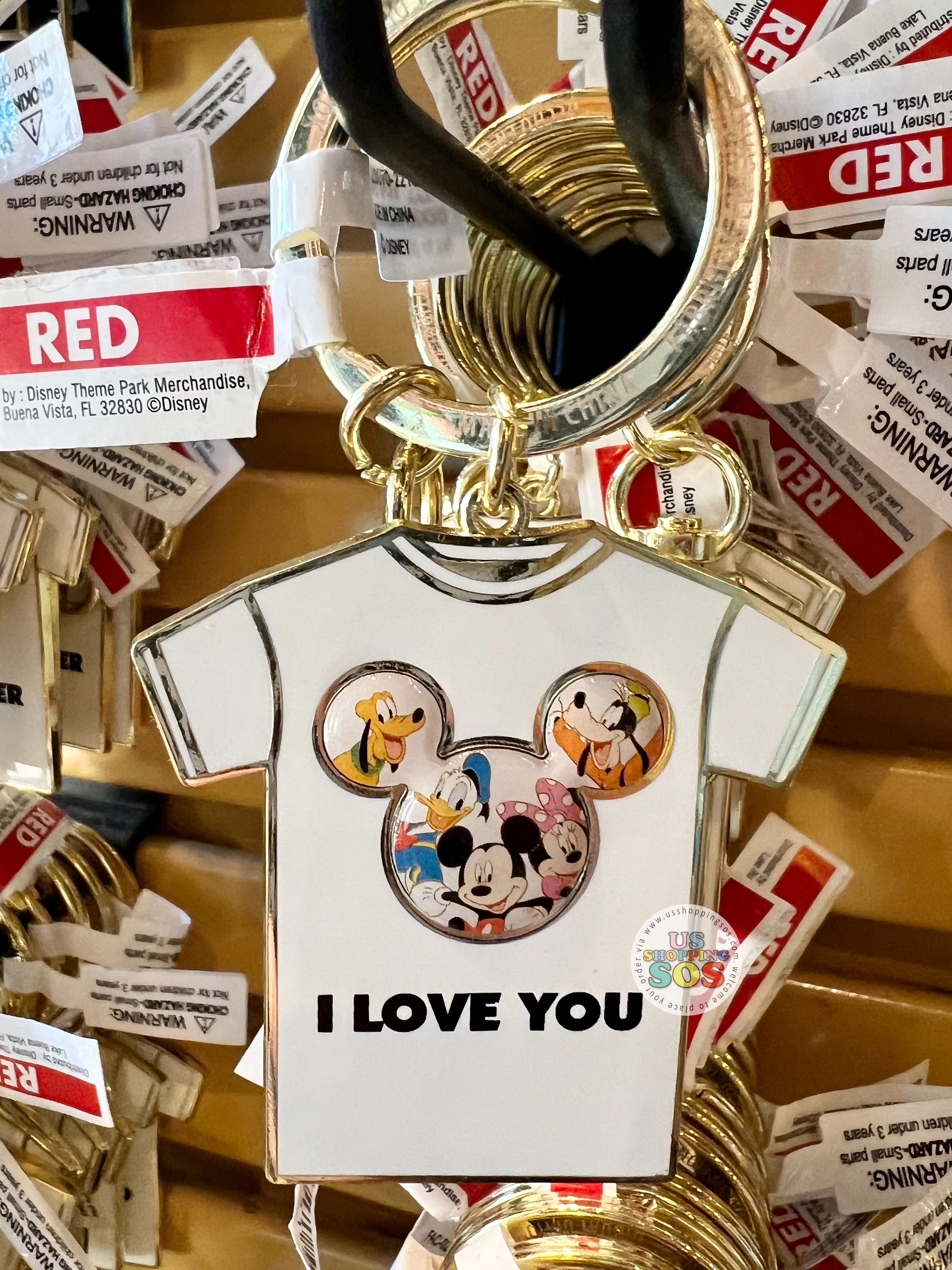 DLR - Mickey & Friends T-shirt Keychain - I Love You on Sale