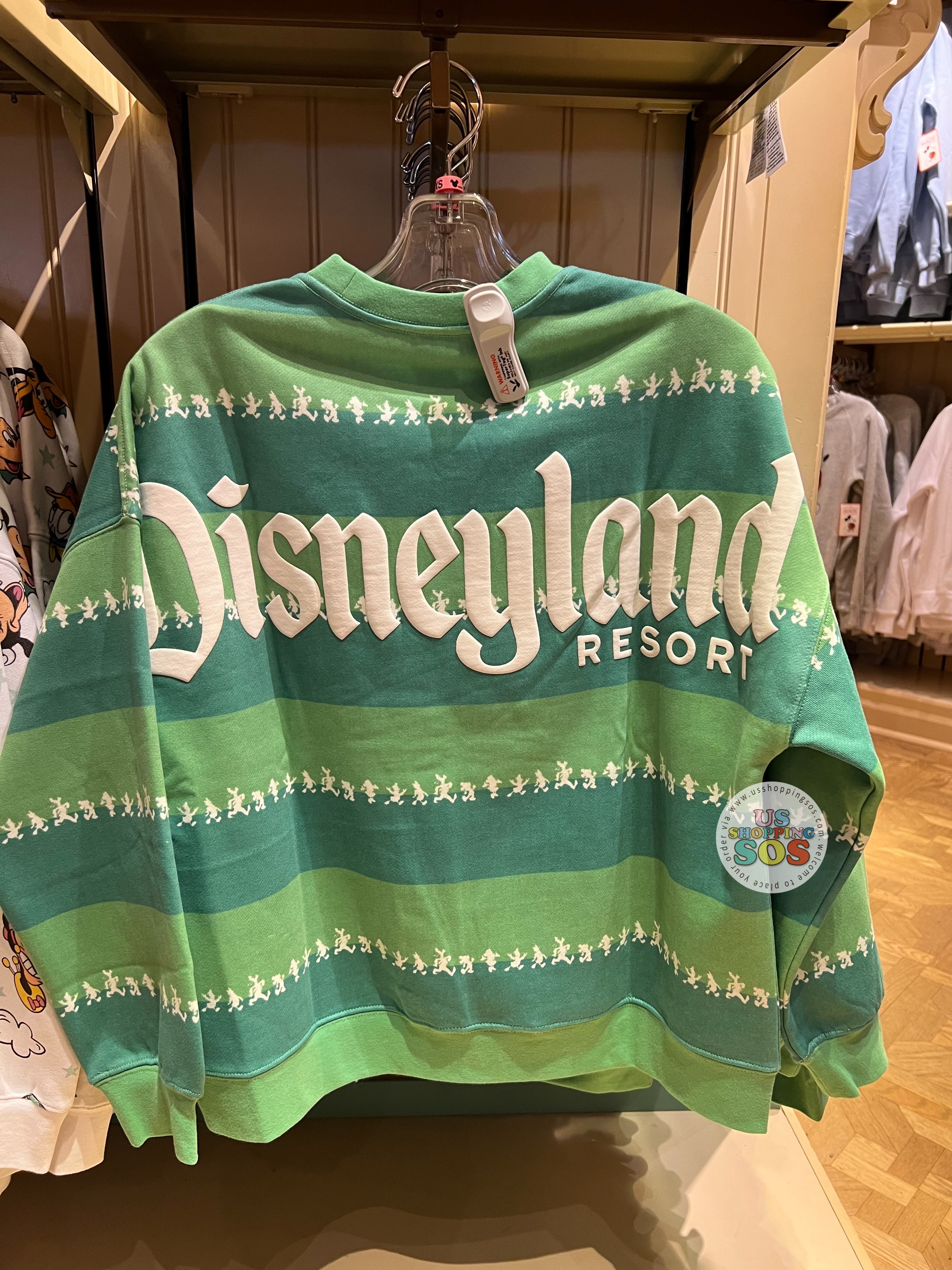 DLR -  Disneyland  Mickey & Friends Matching Green Stripes Pullover  (Adult) For Cheap