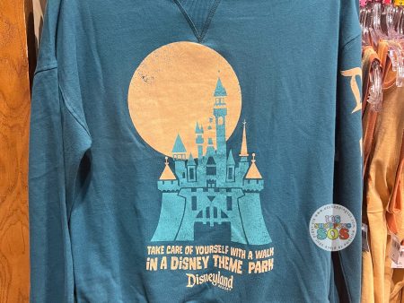 DLR - Castle “Take Care of Yourself with A Walk in a Disney Theme Park Disnsyland Resort” Teal Pullover (Adult) Online Sale